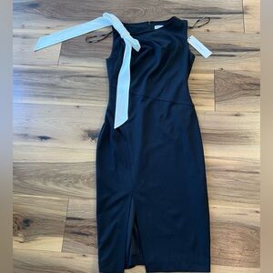 Calvin Klein Black dress with White Bow Detail NWT